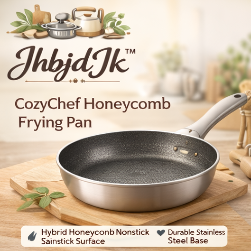 JhbjdJk™ CozyChef Honeycomb Frying Pan – Hybrid Nonstick Stainless Steel Skillet with Comfort Grip Handle for Modern Kitchens
